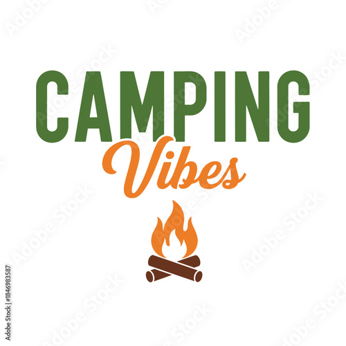 Camping vibes typography t-shirt design isolated on transparent background