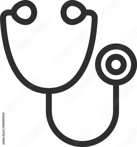 Minimalist line art illustration of a stethoscope, symbolizing healthcare, medical checkups, and diagnostic procedures for various health professionals