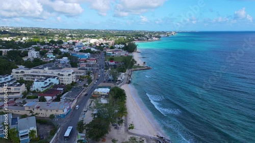 Hastings Beach aerial view at Hastings Rocks Park at South Coast in village of Hastings, Christ Church, Barbados. 