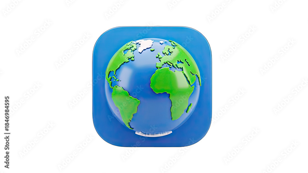 Fototapeta premium 3D Earth Globe Icon on Blue Background