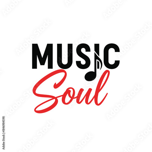 Music soul typography t-shirt design isolated on transparent background