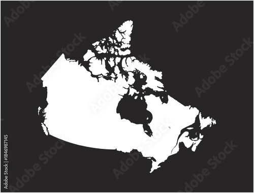 Canada map with states names on black background