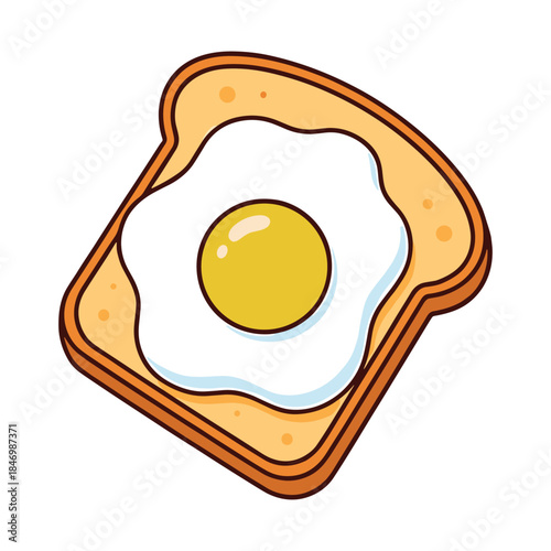 Fried egg on toast vector illustration breakfast food isolated white background