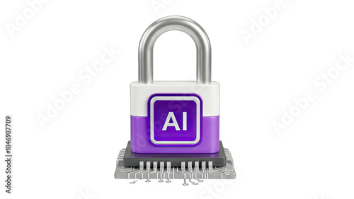 AI Security Lock on Circuit Board - Data Protection Concept
