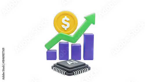 AI-Driven Financial Growth: Dollar Coin, Chart, and Chip