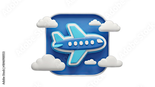 Airplane Flying in the Clouds Icon