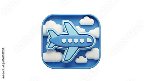Airplane Flying in the Clouds - 3D Icon