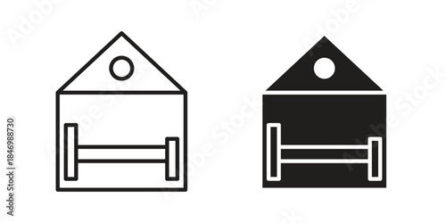 Accommodation icon element in flat simple style. Thin stroke editable icons