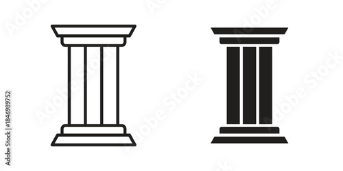 Antique Column icon element in flat simple style. Thin stroke editable icons