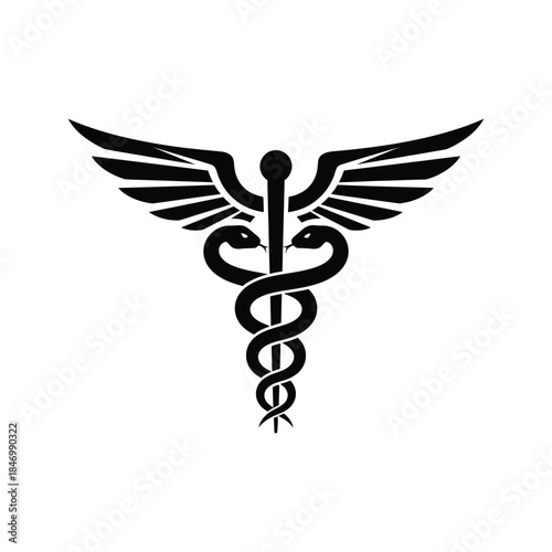 Caduceus medical symbol tribal silhouette Vector illustration