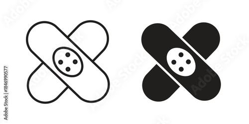 Band aid icon element in flat simple style. Thin stroke editable icons