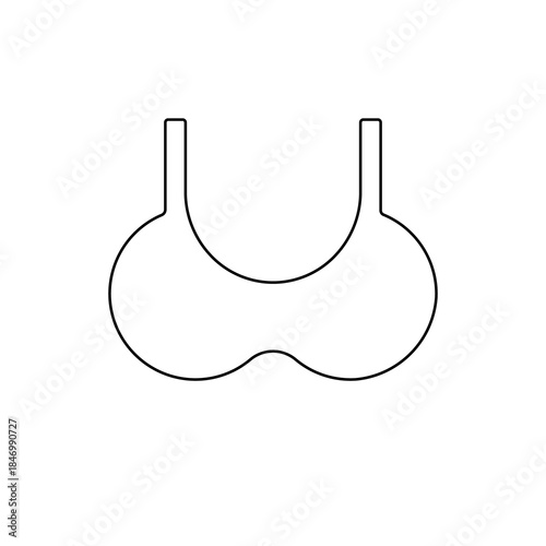 A large black outline bra symbol on the center. Illustration on transparent background