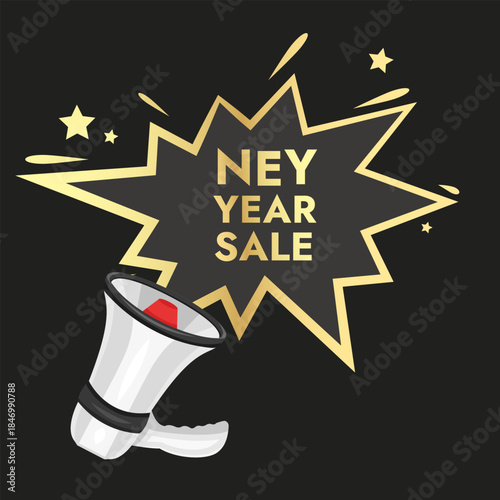 New Year Sale Banner with gold decoration Vector format