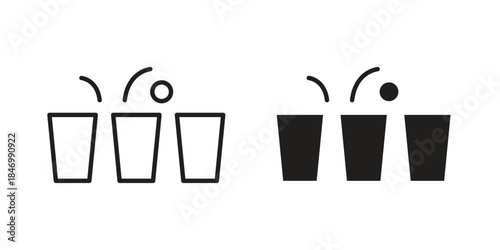 Beer pong icon element in flat simple style. Thin stroke editable icons