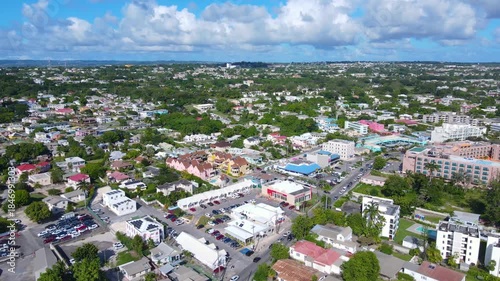 Rockley Beach and Accra Beach Hotel aerial view at South Coast in village of Hastings, Christ Church Parish, Barbados. 