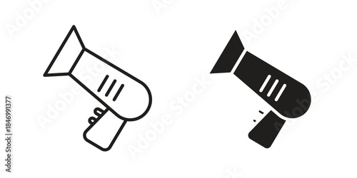 Blow dryer icon element in flat simple style. Thin stroke editable icons