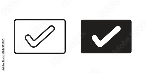 Check Square icon element in flat simple style. Thin stroke editable icons