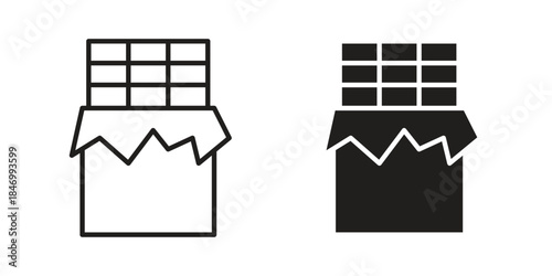 Chocolate icon element in flat simple style. Thin stroke editable icons