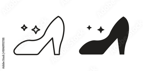 Cinderella shoe icon element in flat simple style. Thin stroke editable icons