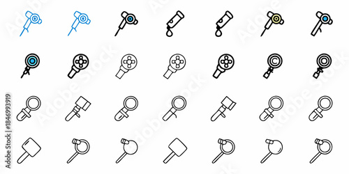 Icons of surgical scopes and medical instruments for healthcare and diagnostics