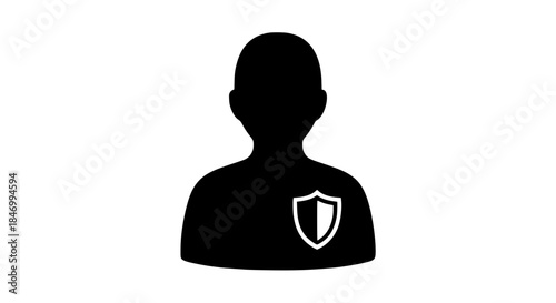 Man guardian shield black white icon 