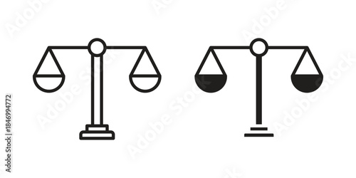 Compare icon element in flat simple style. Thin stroke editable icons