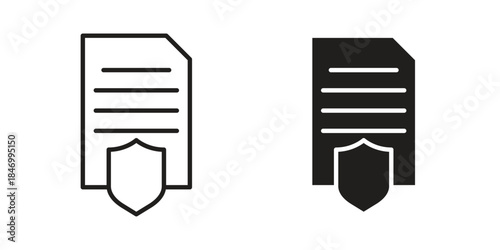 Contract coverage icon element in flat simple style. Thin stroke editable icons