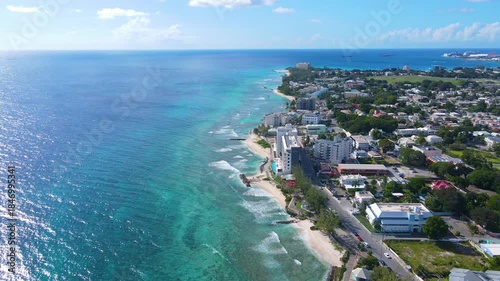 Hastings Beach aerial view at Hastings Rocks Park at South Coast in village of Hastings, Christ Church, Barbados. 