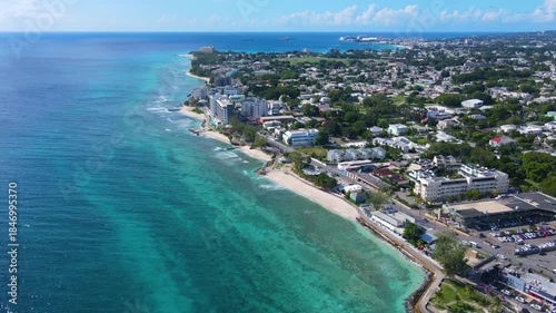 Hastings Beach aerial view at Hastings Rocks Park at South Coast in village of Hastings, Christ Church, Barbados. 