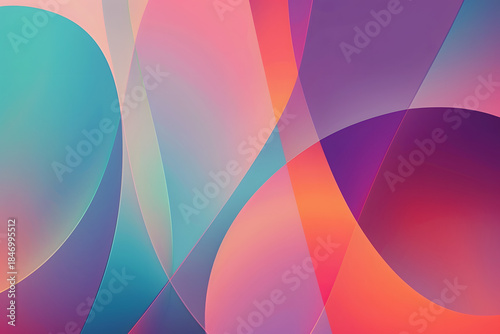 Geometric Harmony: A vibrant, colorful abstract composition of overlapping shapes and gradients, creating a visually dynamic and engaging design.