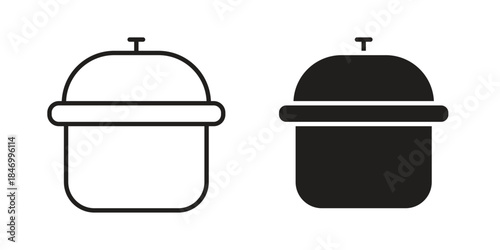 Crock pot icon element in flat simple style. Thin stroke editable icons