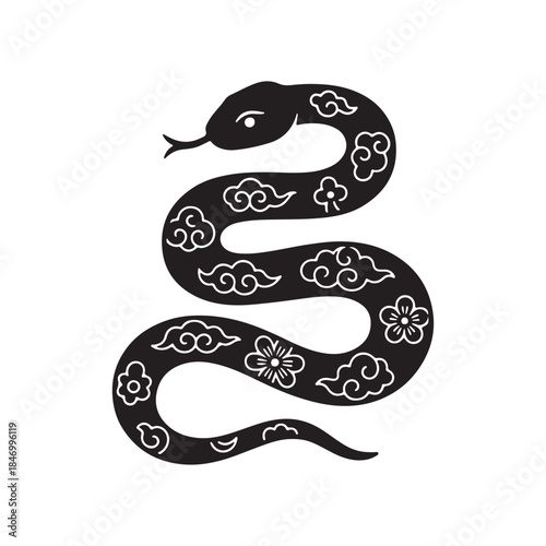 Stylized Chinese Snake Zodiac Sign Vector Art