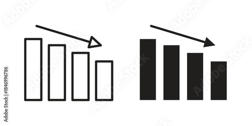 Decrease icon element in flat simple style. Thin stroke editable icons