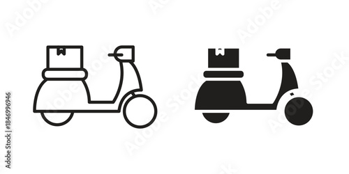 Delivery scooter icon element in flat simple style. Thin stroke editable icons