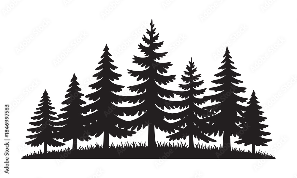 Fototapeta premium Ten simple black silhouette Christmas trees festive holiday icons