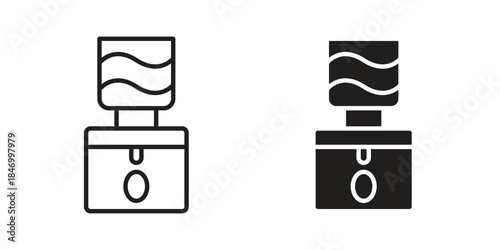 Dispenser icon element in flat simple style. Thin stroke editable icons