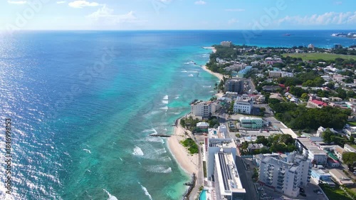 Hastings Beach aerial view at Hastings Rocks Park at South Coast in village of Hastings, Christ Church, Barbados. 