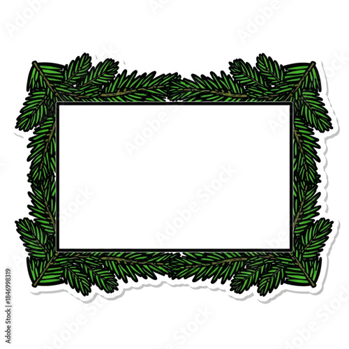 Green pine frame illustration