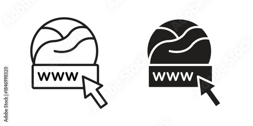 Domain icon element in flat simple style. Thin stroke editable icons