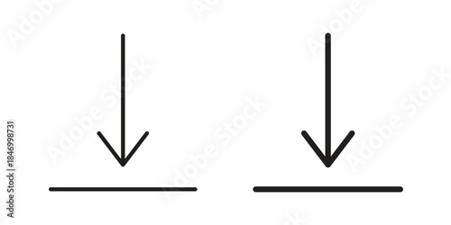 Download icon element in flat simple style. Thin stroke editable icons