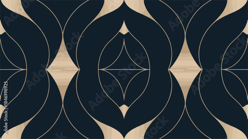 Navy blue and champagne gold luxury pattern