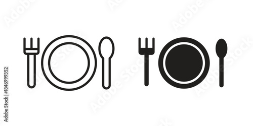 Eatery icon element in flat simple style. Thin stroke editable icons