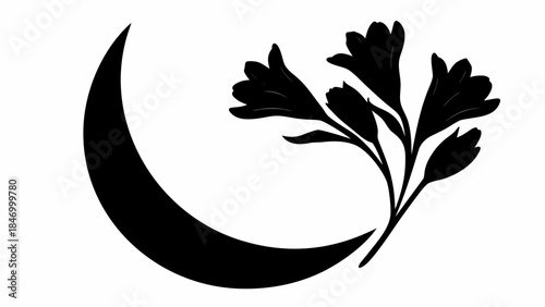 Elegant Vector Silhouette of Freesia Flowers Growing with Delicate Stems, Capturing Natural Beauty and Simplicity