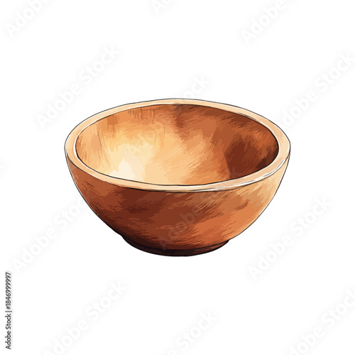 wooden bowl hand drawn vector illustration