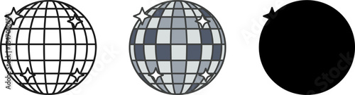 Shiny Disco Ball with Sparkles Vector Illustration Set
