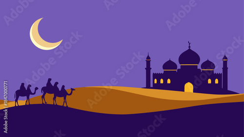 Ramadan Kareem Background Islamic lanterns glowing
moon and star crescent
