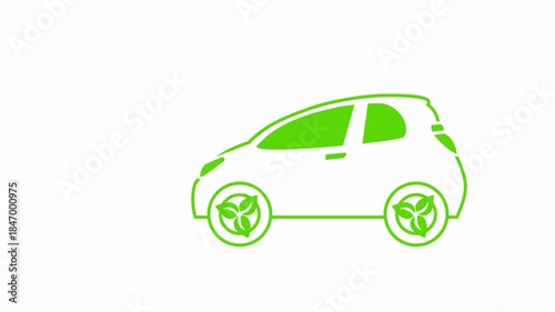 animated green electric car icon motion graphics video footage