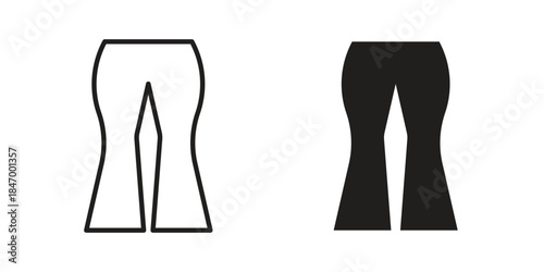 Flare pants icon element in flat simple style. Thin stroke editable icons