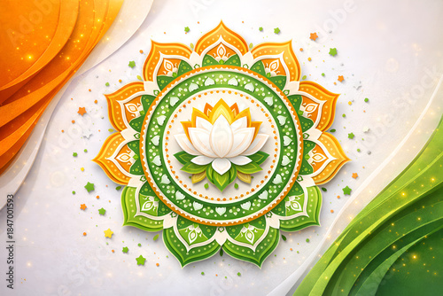 Abstract Indian Tricolor Mandala Illustration