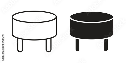 Footstool icon element in flat simple style. Thin stroke editable icons